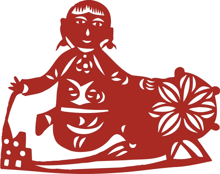 中国风中式传统喜庆民俗人物动物窗花剪纸插画边框AI矢量PNG素材【2297】